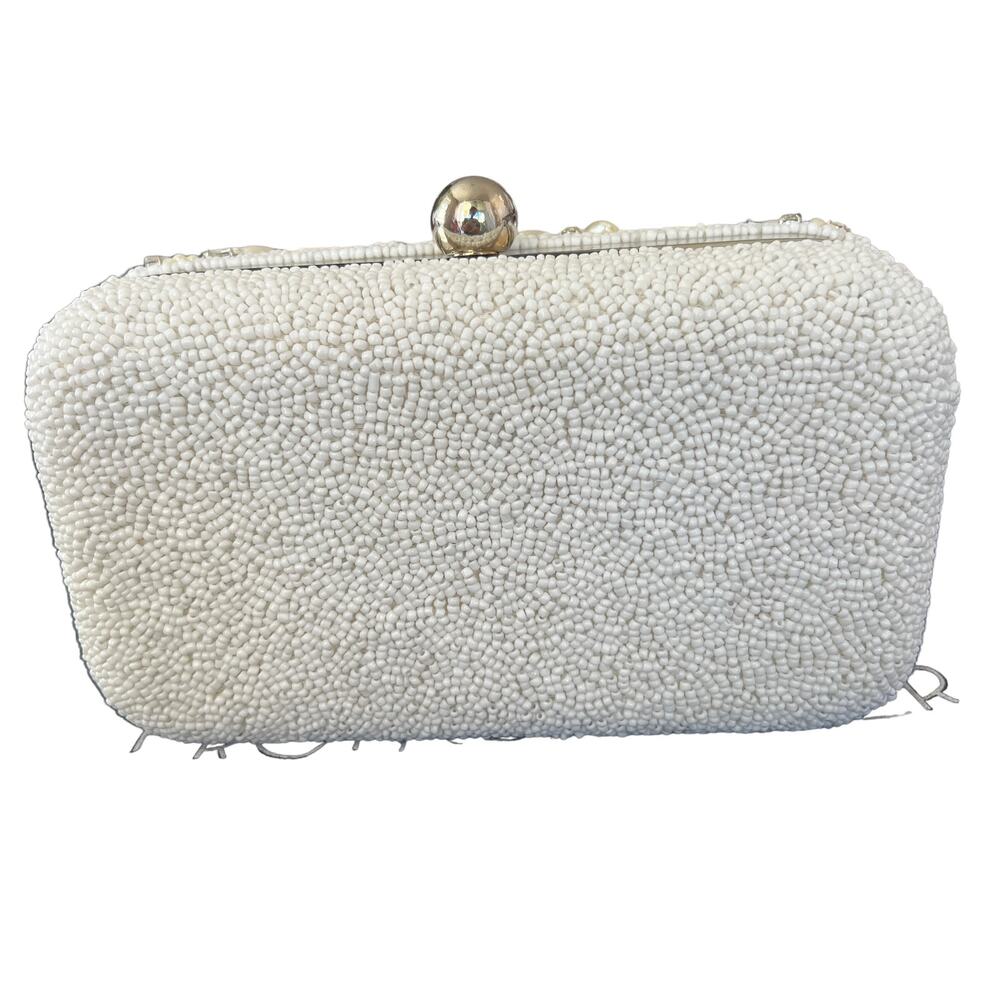 From St Xavier Diamante Vine Box Clutch in Ivory (flawed) NWOT - Picture 3 of 9
